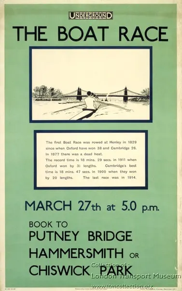 The Boat Race — London Underground Poster, 1920, Unknown