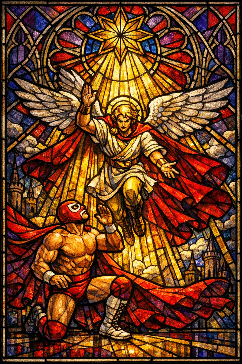 Luchador Annunciation, Feverglass
