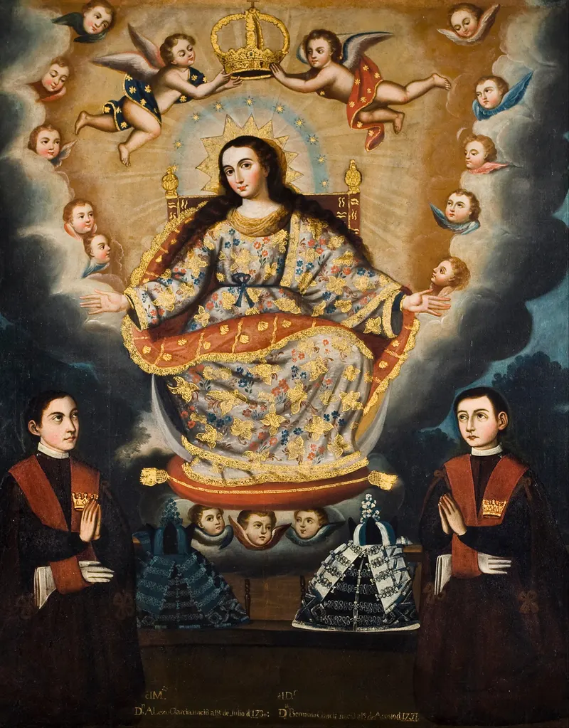 Seated Madonna with the Graduation of the García Brothers, Marcos Zapata (workshop)