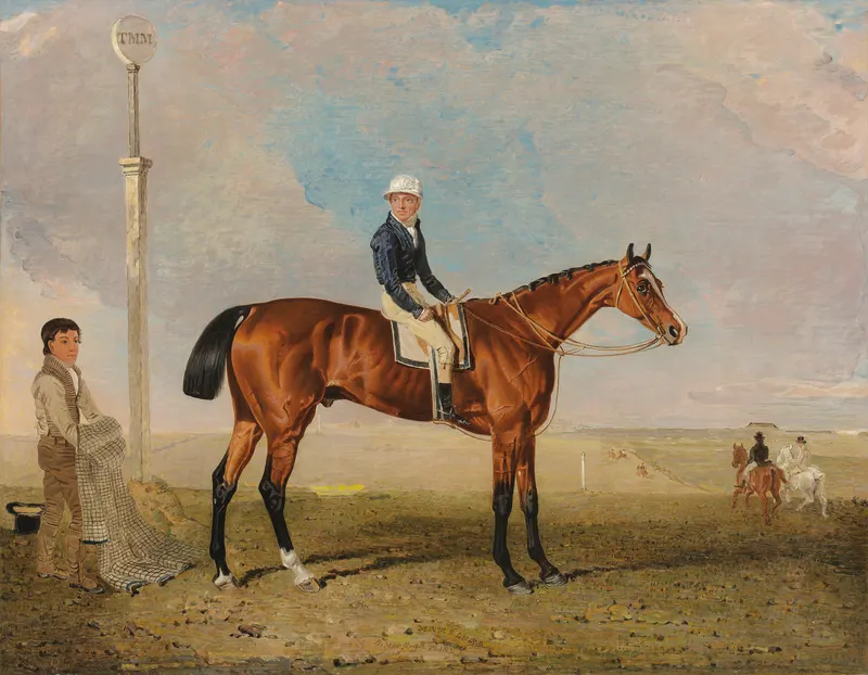 'Mameluke', a bay racehorse, with Will Wheatley up, Benjamin Marshall, oil on canvas