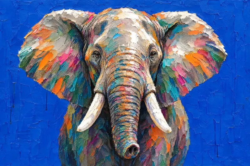 Elephant On Cobalt, Painted Agency