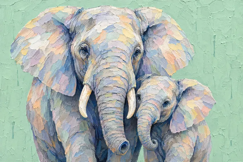 Elephants On Mint, Painted Agency