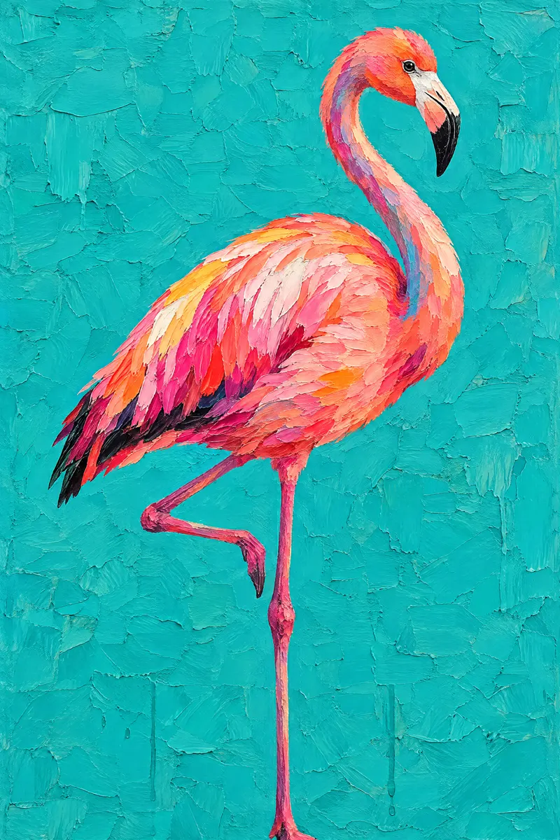Flamingo On Turquoise, Painted Agency