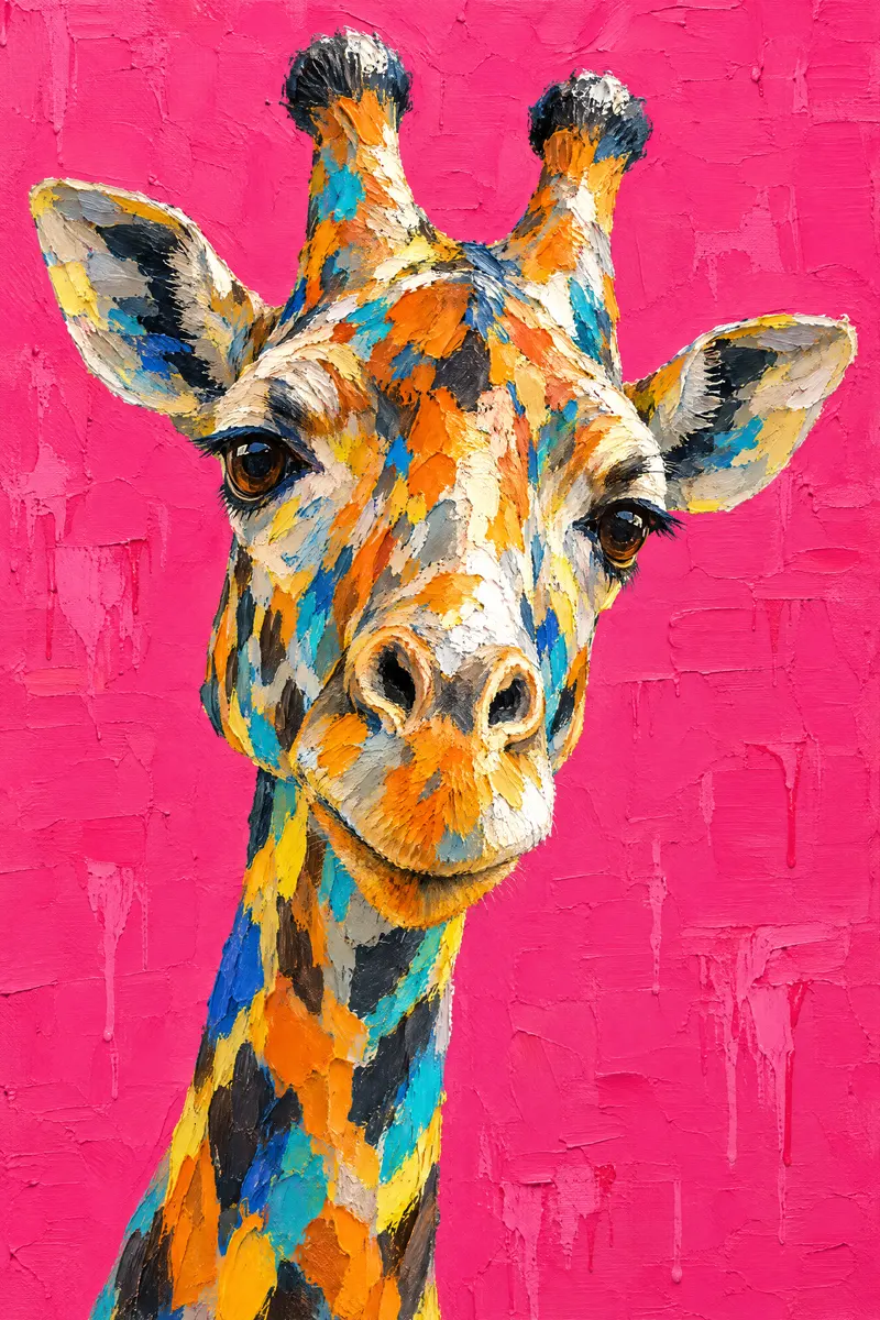 Giraffe On Hot Pink, Painted Agency