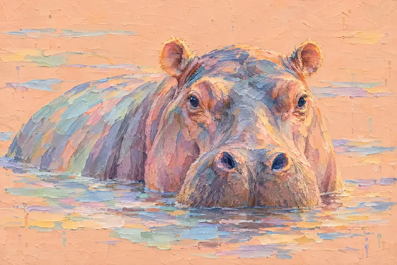 Hippopotamus On Peach, Painted Agency