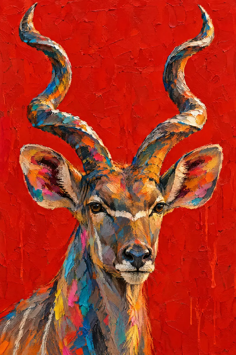 Kudu On Scarlet, Painted Agency