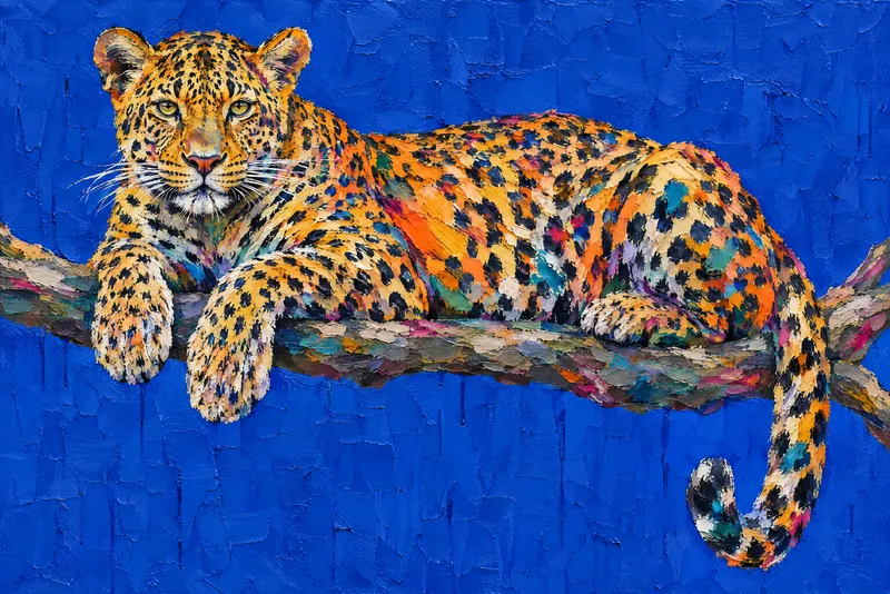 Leopard On Cobalt, Painted Agency