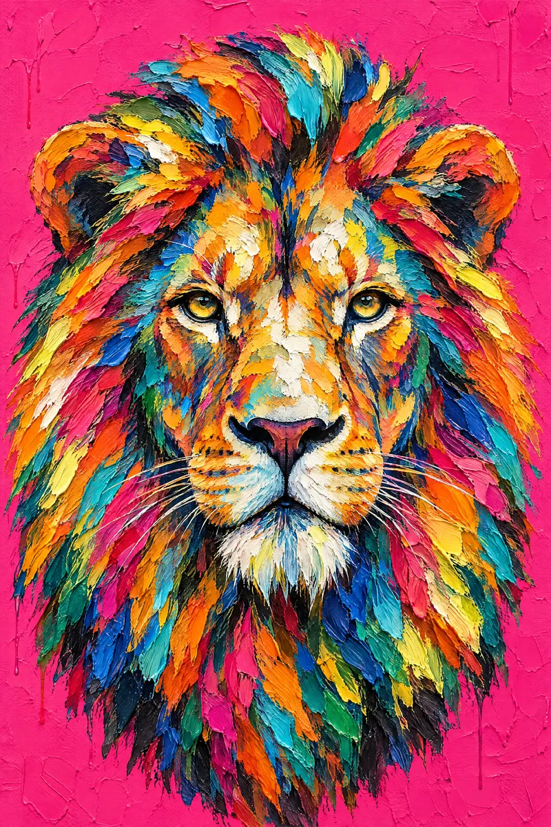 Lion On Hot Pink, Painted Agency