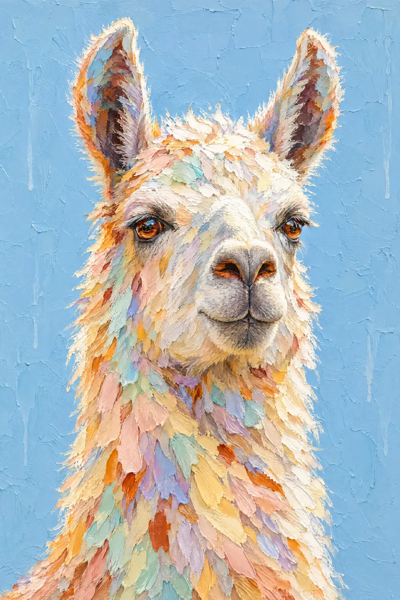 Llama On Powder Blue, Painted Agency