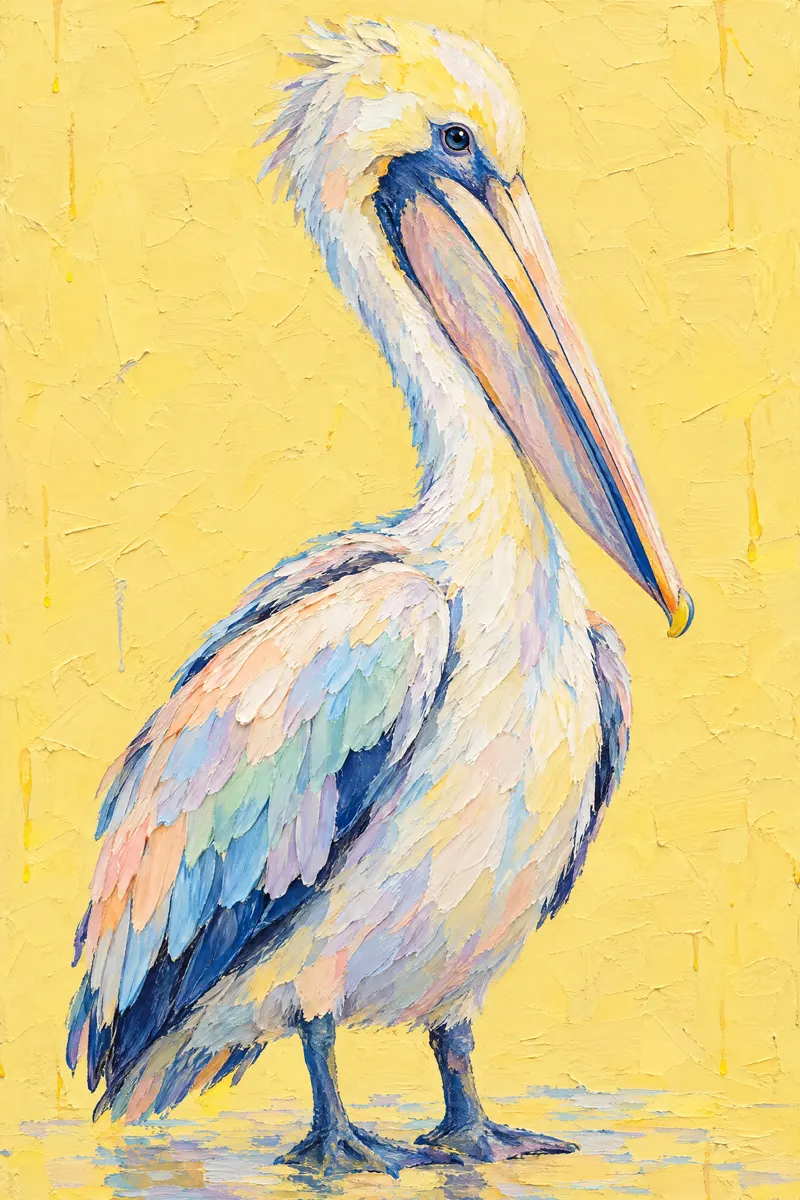 Pelican On Butter Yellow, Painted Agency