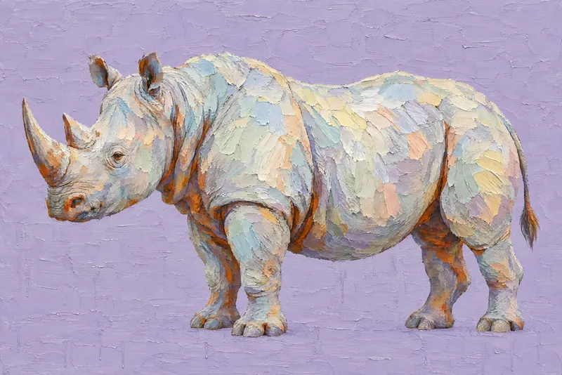Rhinoceros On Lilac, Painted Agency