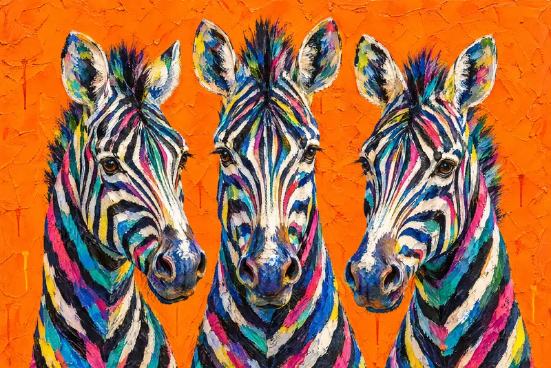 Zebras On Tangerine, Painted Agency