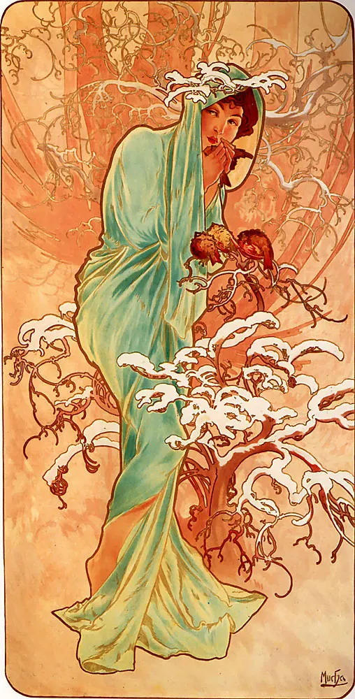 Winter — from The Seasons, Alphonse Mucha (1860 to 1939)