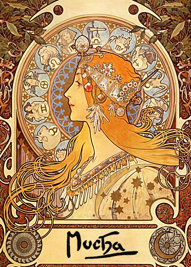 Zodiac, Alphonse Mucha (1860 to 1939)