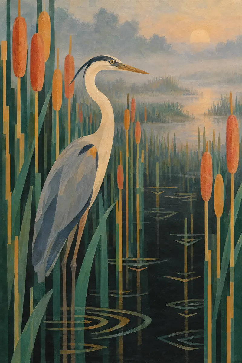Heron Bulrushes, Painted Agency
