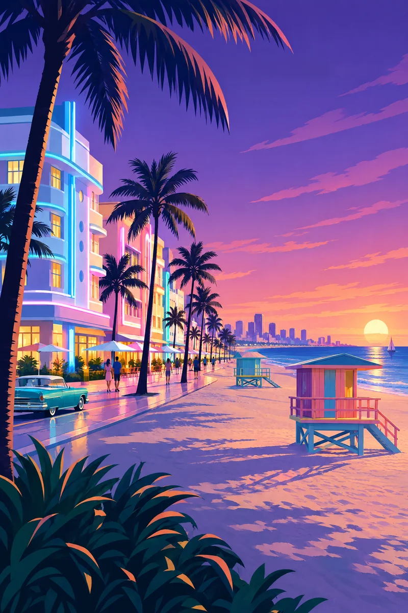 Neon Dusk, Miami, The Departure Board