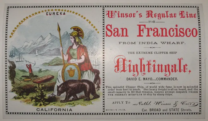 Clipper Ship Nightingale - Sailing Card, unattributed job printer