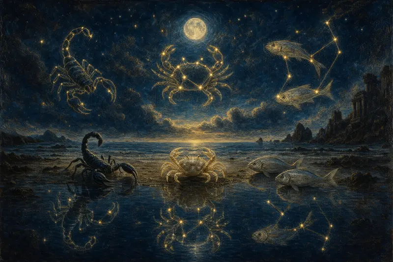 The Water Trine, Painted Zodiac
