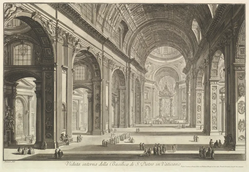 The Interior of St. Peter's Basilica, Giovanni Battista Piranesi