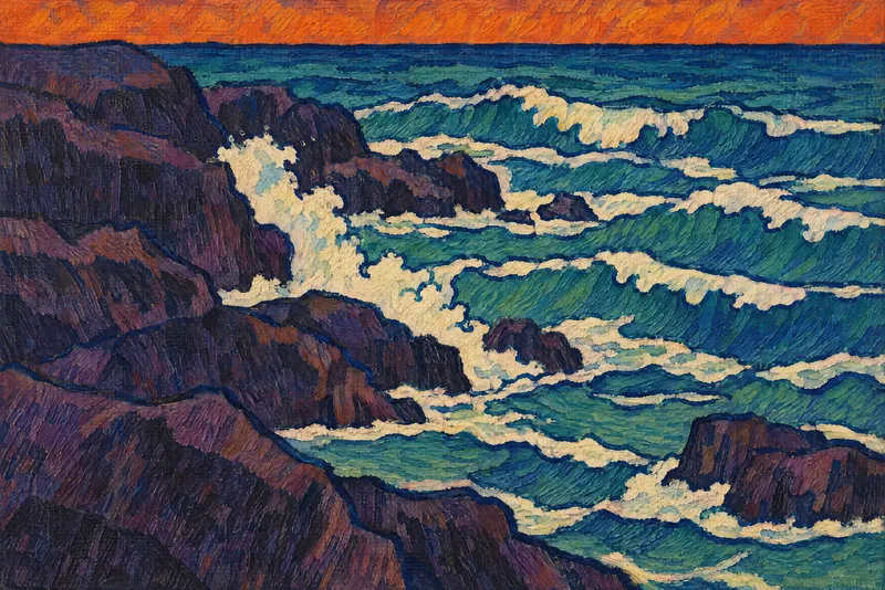 Surf on Rocks, Painted Agency