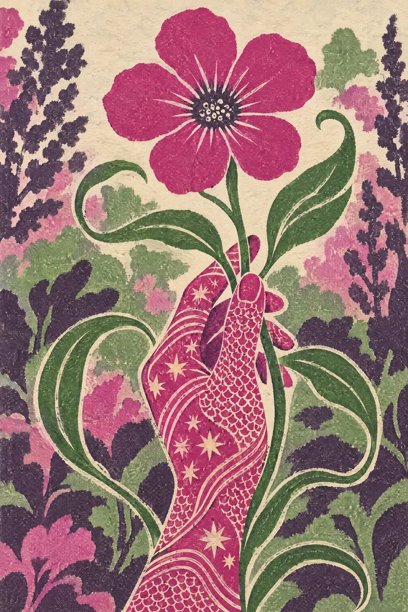 Flower Offering Hand, Painted Agency