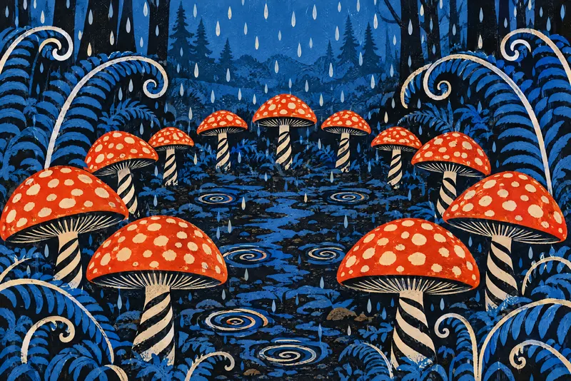 Mushroom Rain Ring, Painted Agency