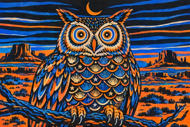 Owl Moon Perch, Painted Agency