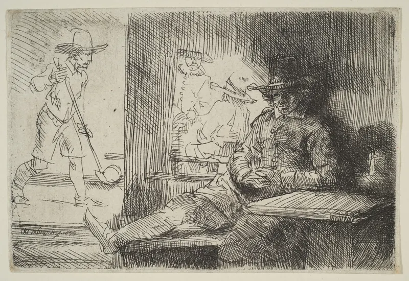 The Golf-Player, Rembrandt van Rijn, etching