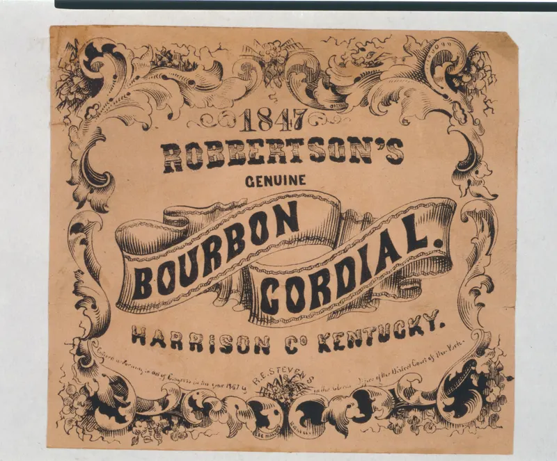 Robertson's Genuine Bourbon Cordial, 1857, Library of Congress, hosted on Wikimedia Commons.