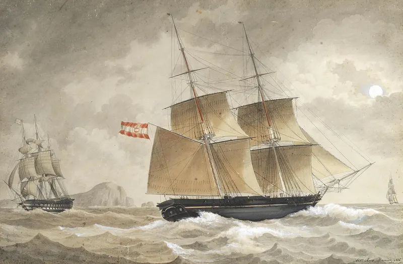 A Ship of the Austrian Navy in Coastal Waters near Marseille, Antoine Roux