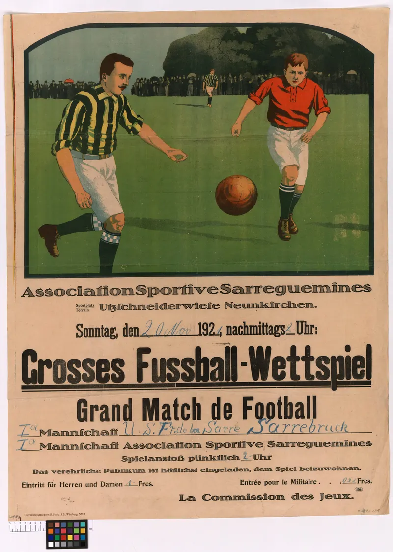 Grand Match de Football, 21 November 1921, Jobbing printer, Sarreguemines