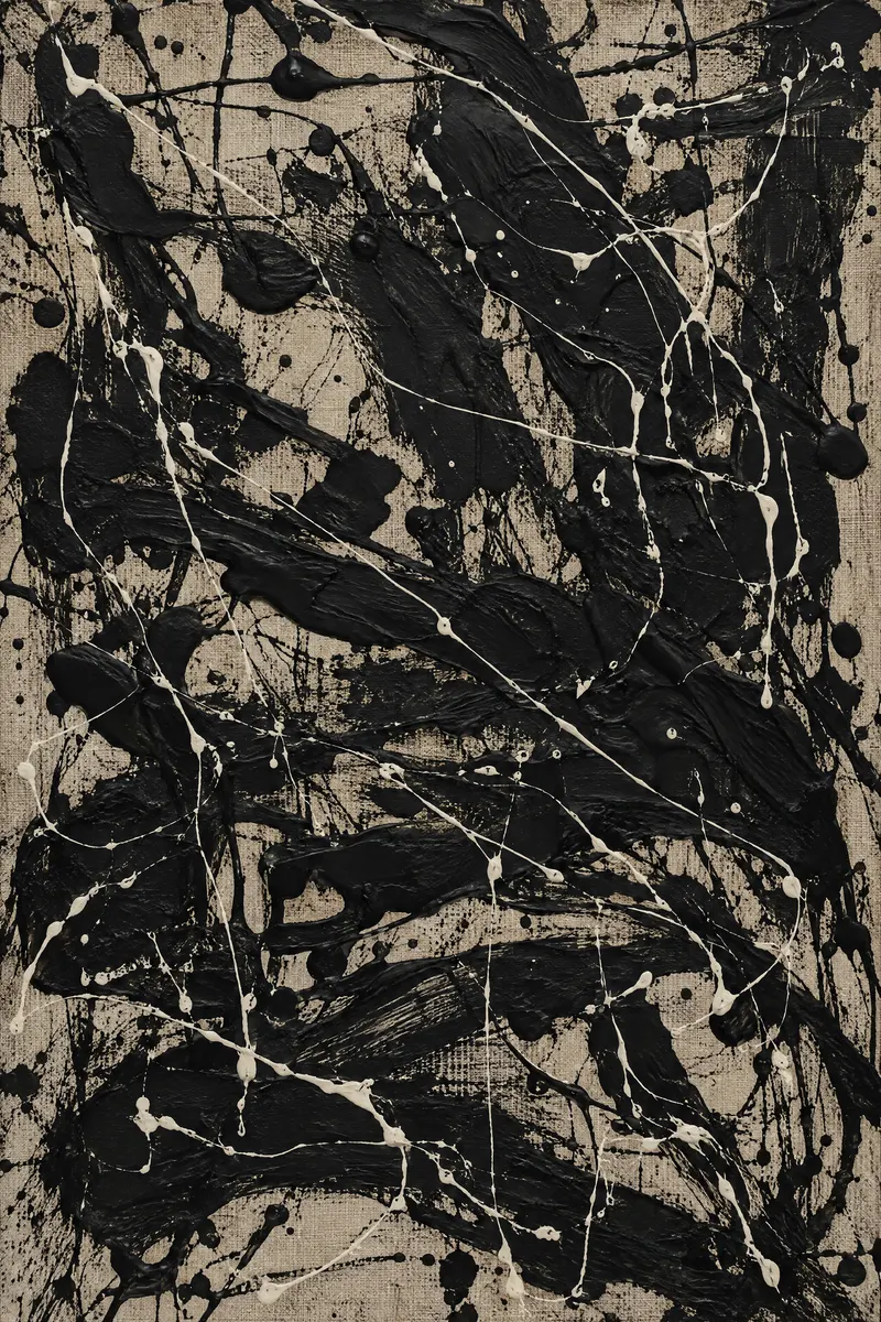 Black Pools on Raw Canvas, Painted Agency