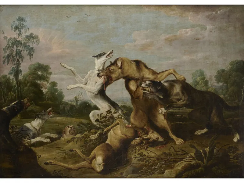 Fight Between Wolves and Dogs, Frans Snyders