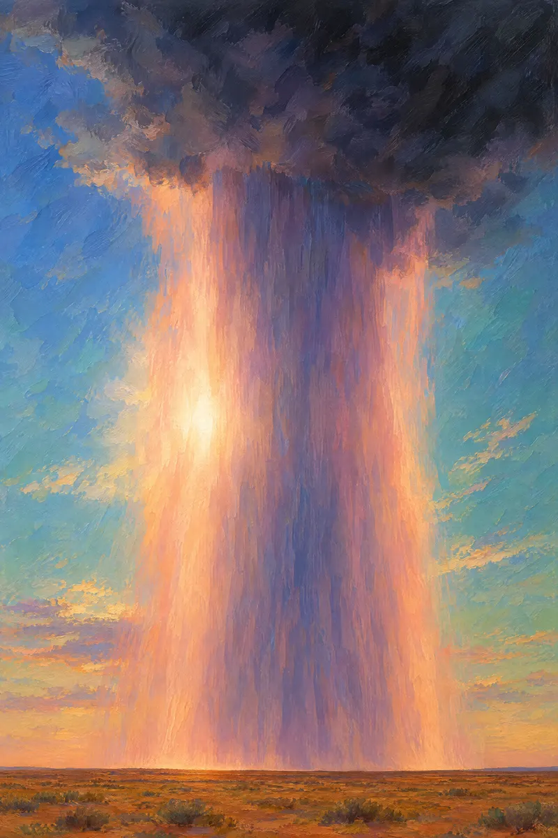Backlit Rain Curtain, Painted Agency