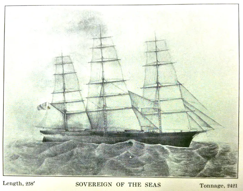 Sovereign of the Seas, after a period lithograph (State Street Trust plate)