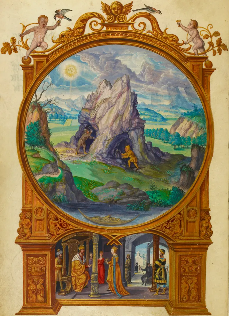 The First Parable: Miners at the Rock, Unknown illuminator (text attributed to Salomon Trismosin)