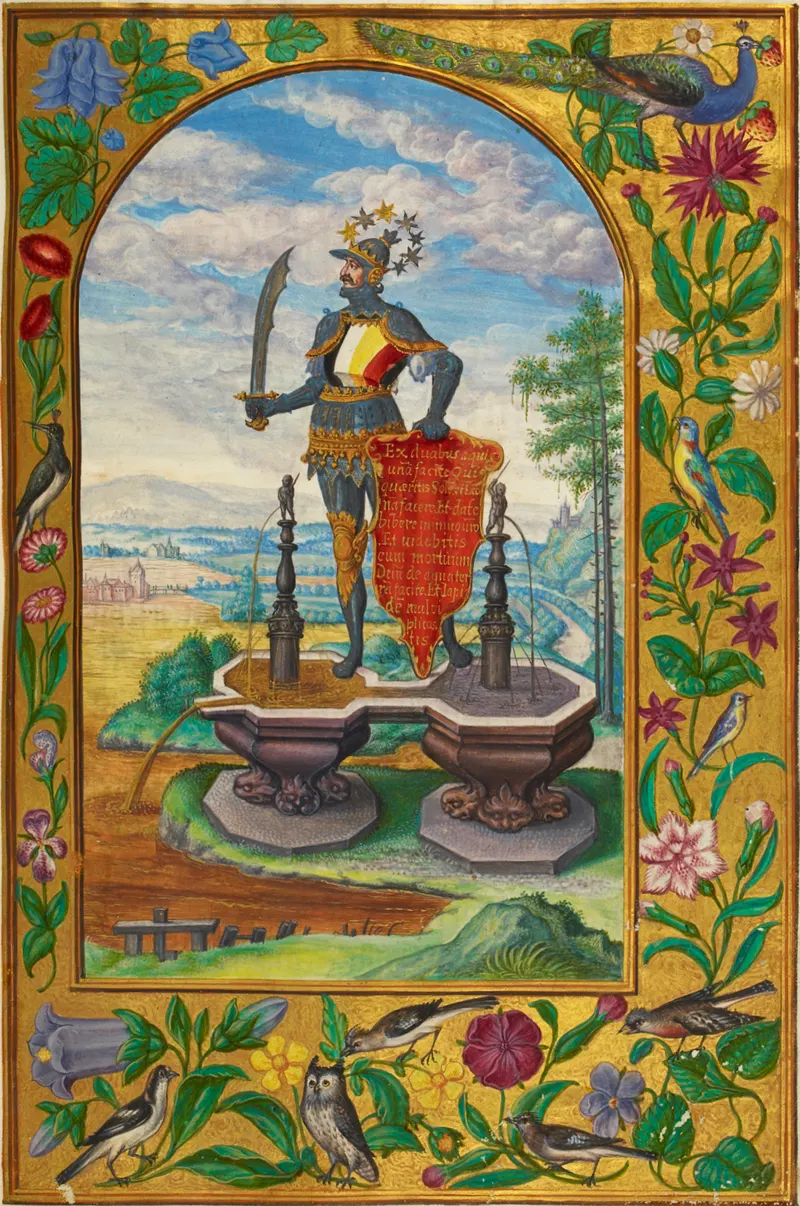 The Knight Upon Two Fountains, Unknown illuminator (text attributed to Salomon Trismosin)
