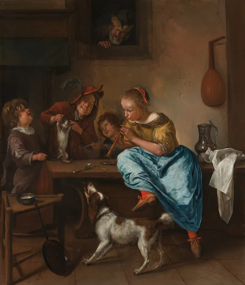 Children Teaching a Cat to Dance, Jan Steen