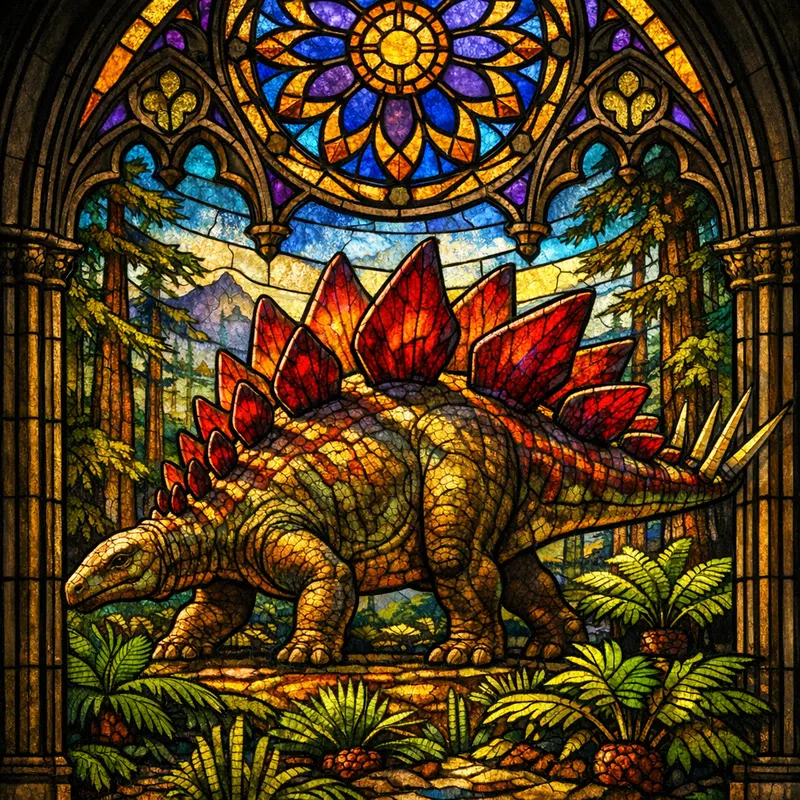Stegosaurus stenops, Stained Glass, Thunder Lizards