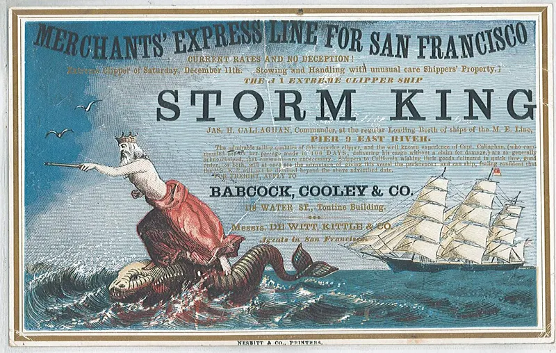 Clipper Ship Storm King - Sailing Card, unattributed job printer