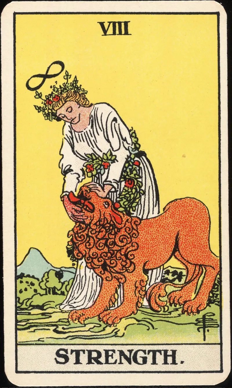 Strength, Pamela Colman Smith, for A. E. Waite