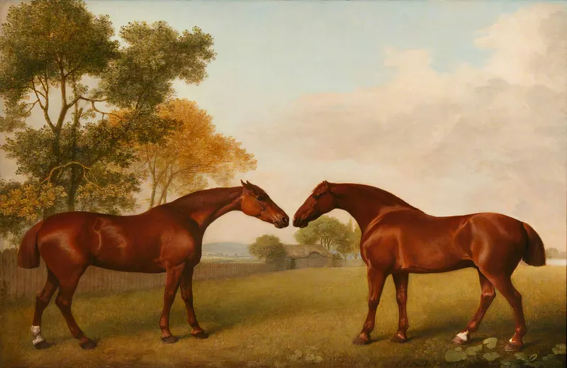 Two Horses in a Paddock, George Stubbs, oil on canvas