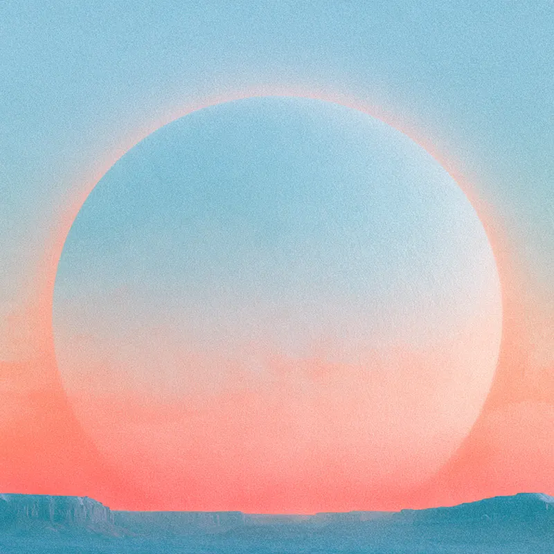 Blue Orb with Coral Halo, Painted Agency