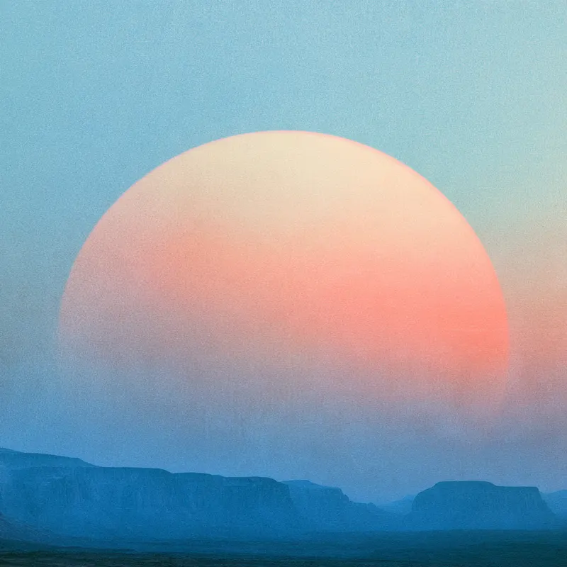 Peach Sun Over Blue Mesas, Painted Agency