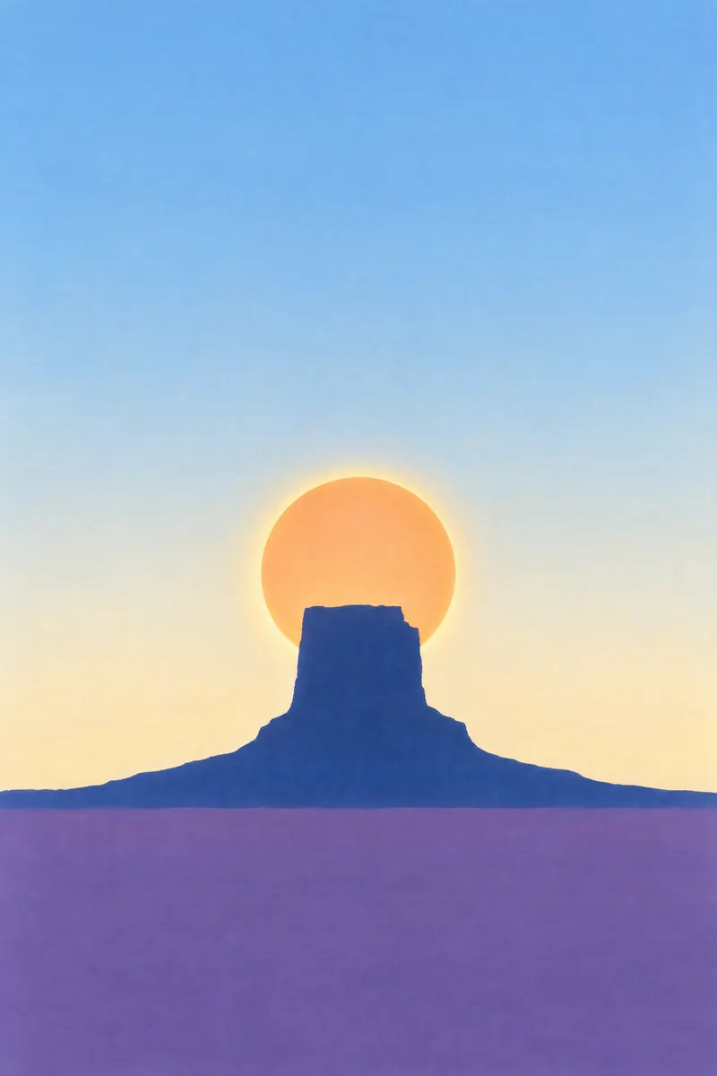 Sun Behind Butte, Painted Agency