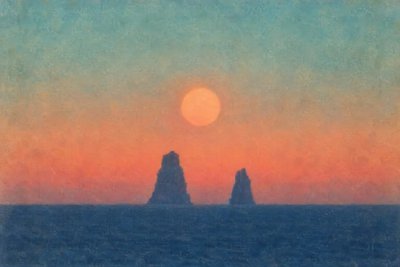 Sun Over Sea Stacks, Painted Agency