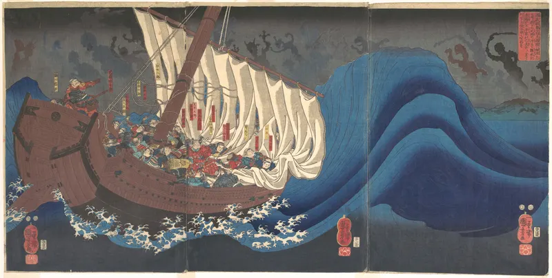 The Ghosts of the Taira Attack Yoshitsune’s Ship in Daimotsu Bay, Utagawa Kuniyoshi