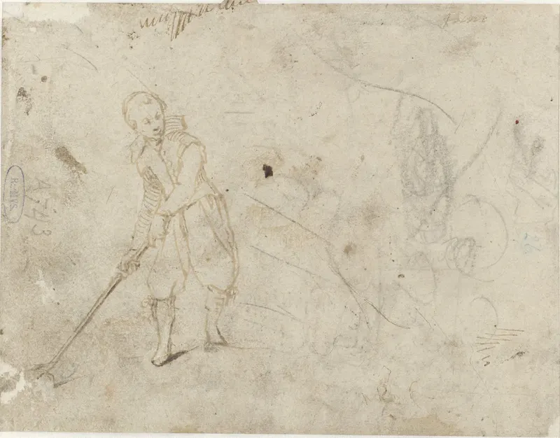 Boy Playing Golf, Gerard ter Borch the Elder, drawing