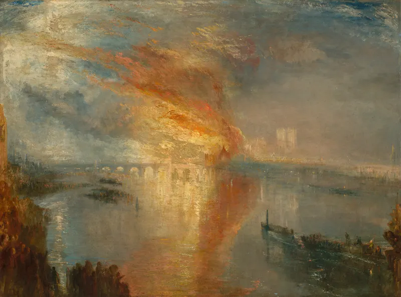 The Burning of the Houses of Lords and Commons, 16 October 1834, Joseph Mallord William Turner (1775 to 1851)