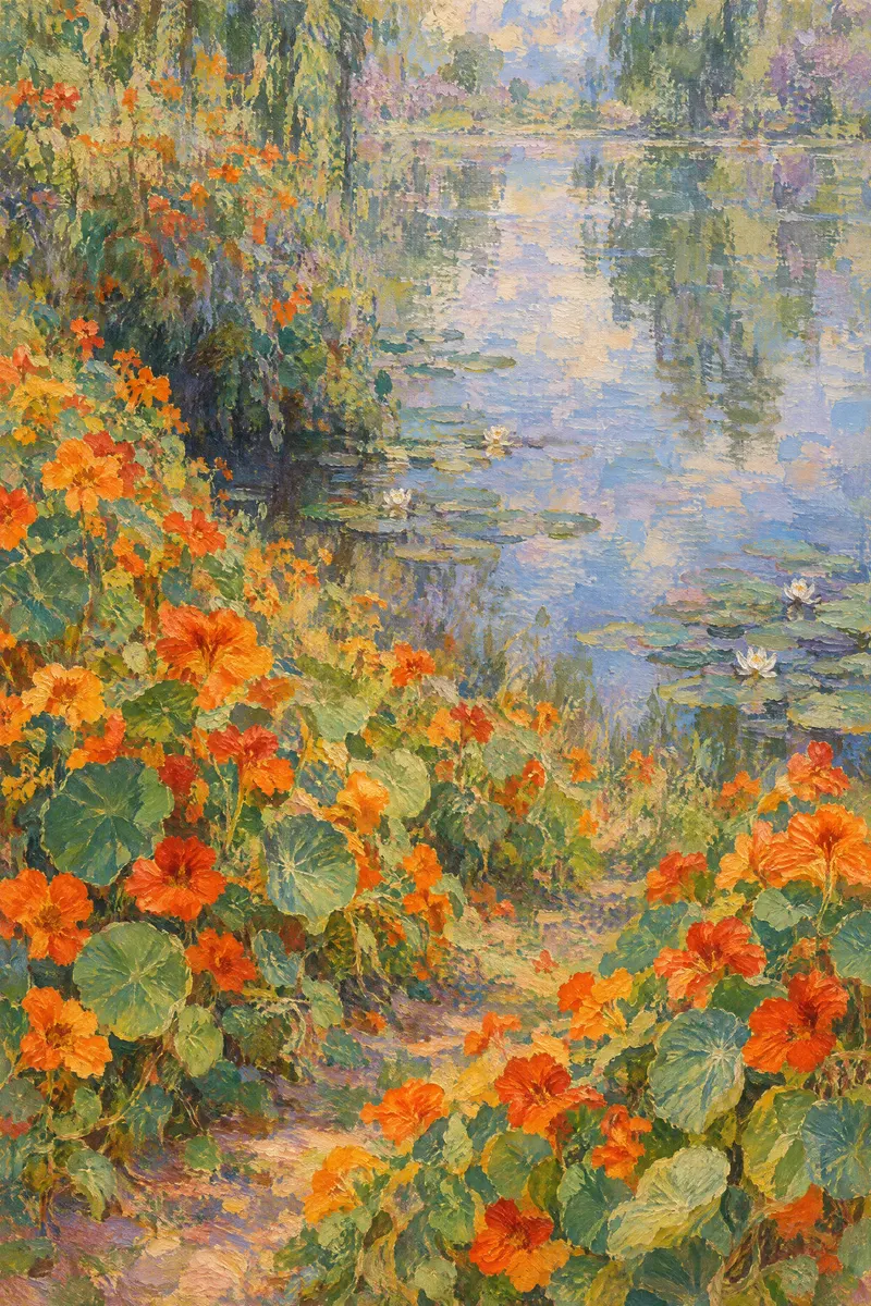 Nasturtium Path to Water, Painted Agency